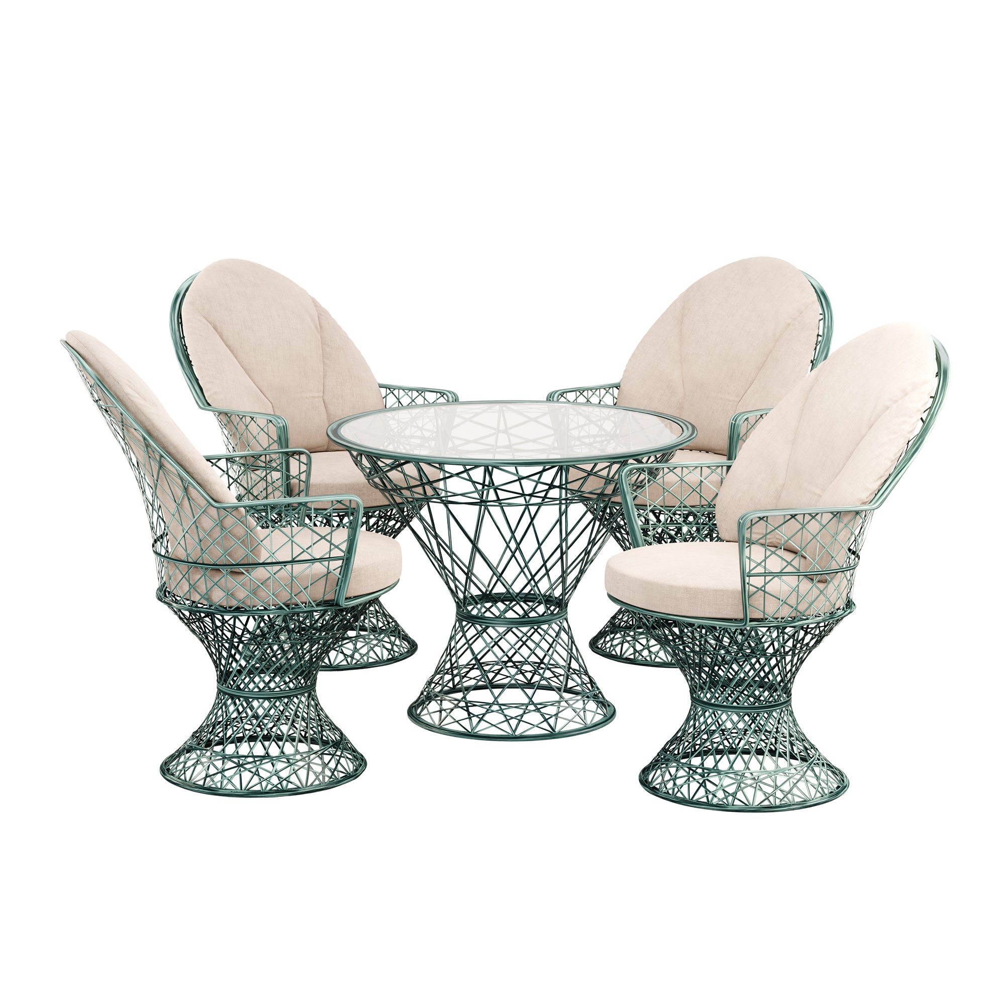 Saphir Armlehnstuhl, 5-teiliges Set mit Tisch