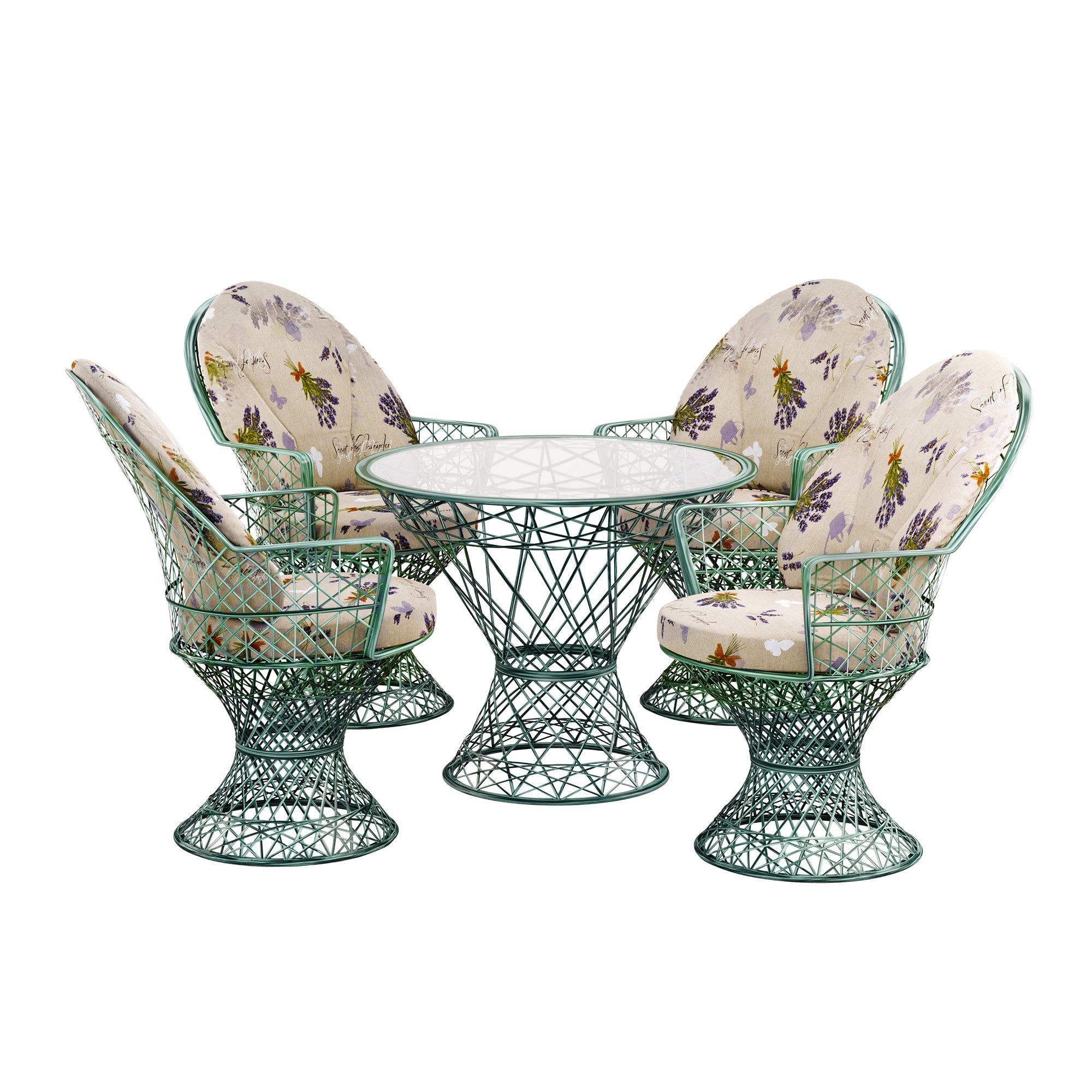 Saphir Armlehnstuhl, 5-teiliges Set mit Tisch