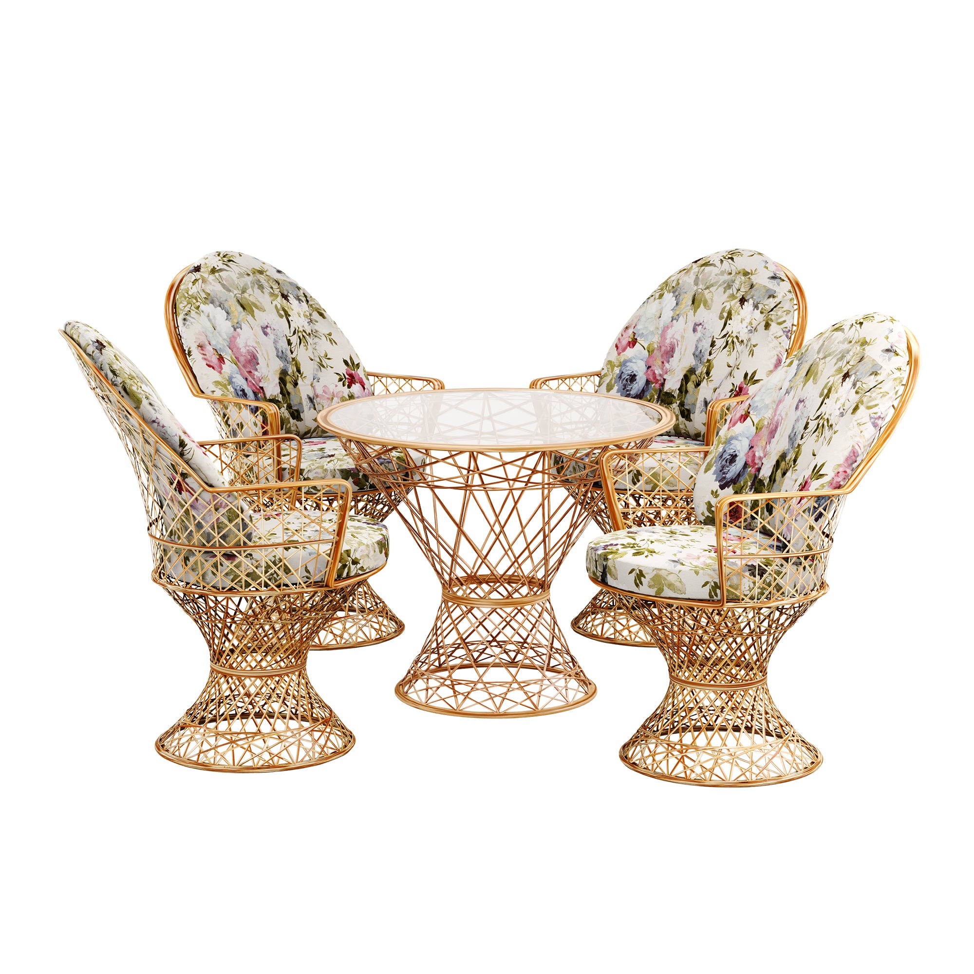 Saphir Armlehnstuhl, 5-teiliges Set mit Tisch