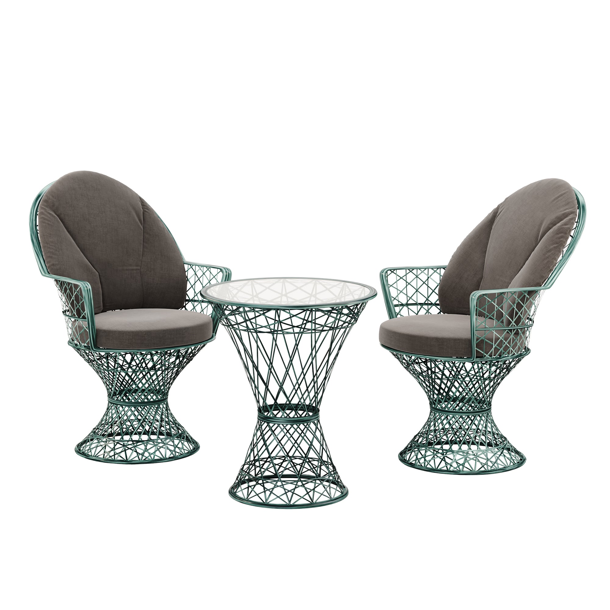 Saphir Armlehnstuhl, 3-teiliges Set mit Tisch