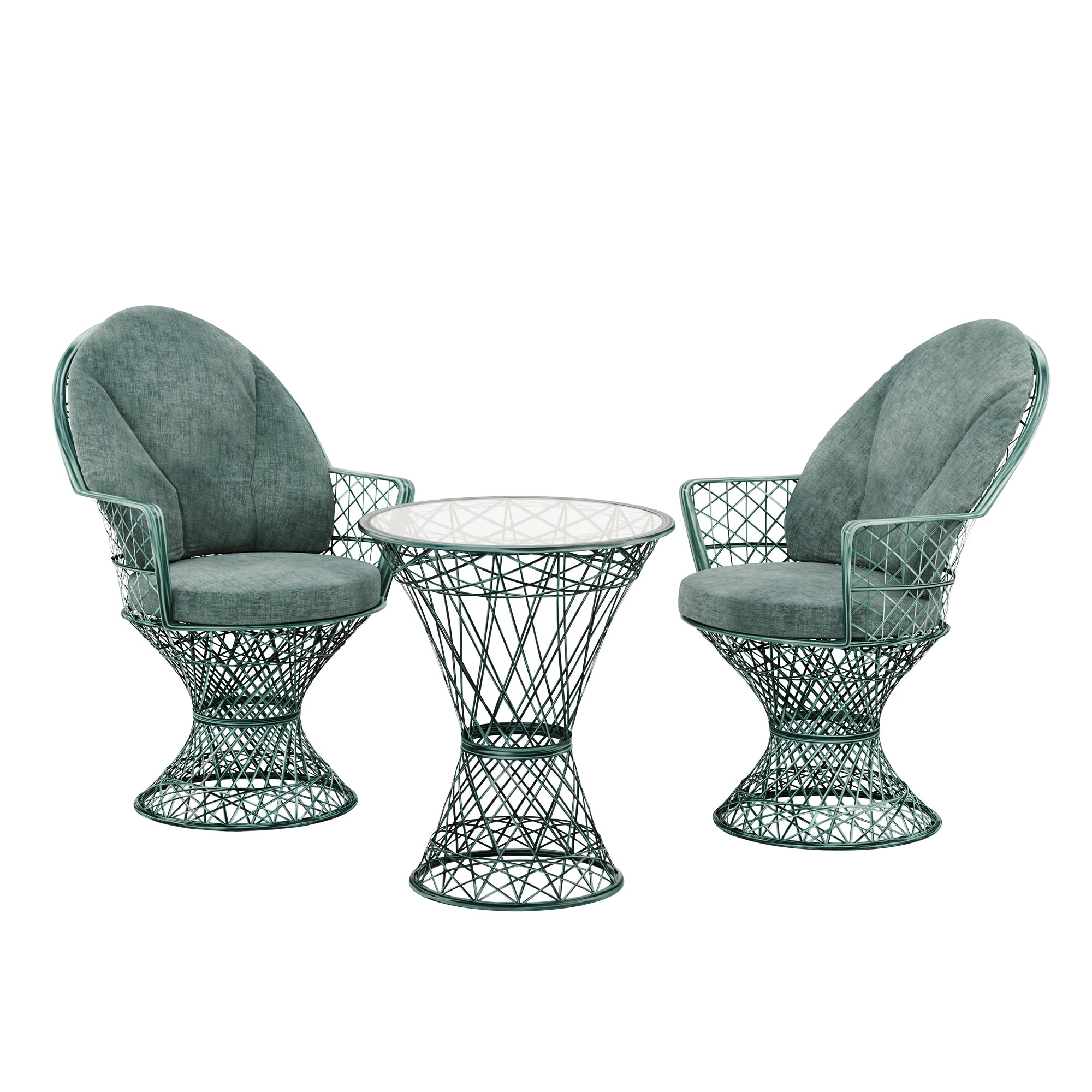 Saphir Armlehnstuhl, 3-teiliges Set mit Tisch