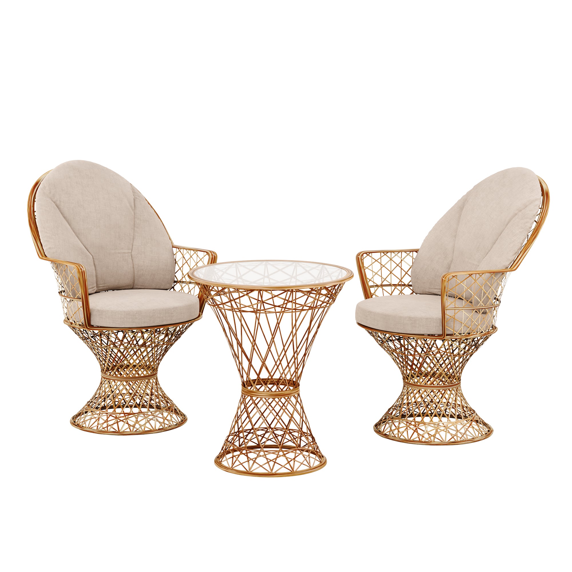 Saphir Armlehnstuhl, 3-teiliges Set mit Tisch