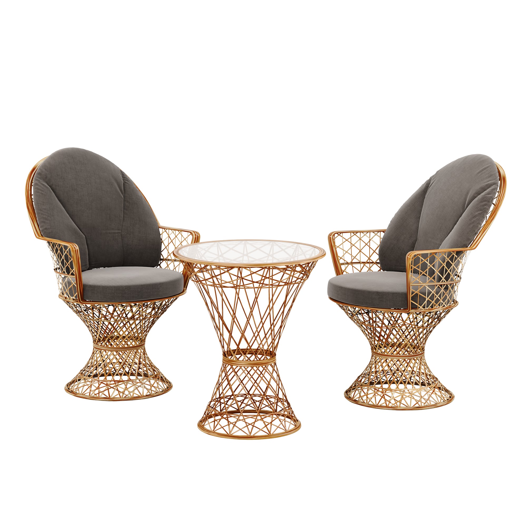 Saphir Armlehnstuhl, 3-teiliges Set mit Tisch