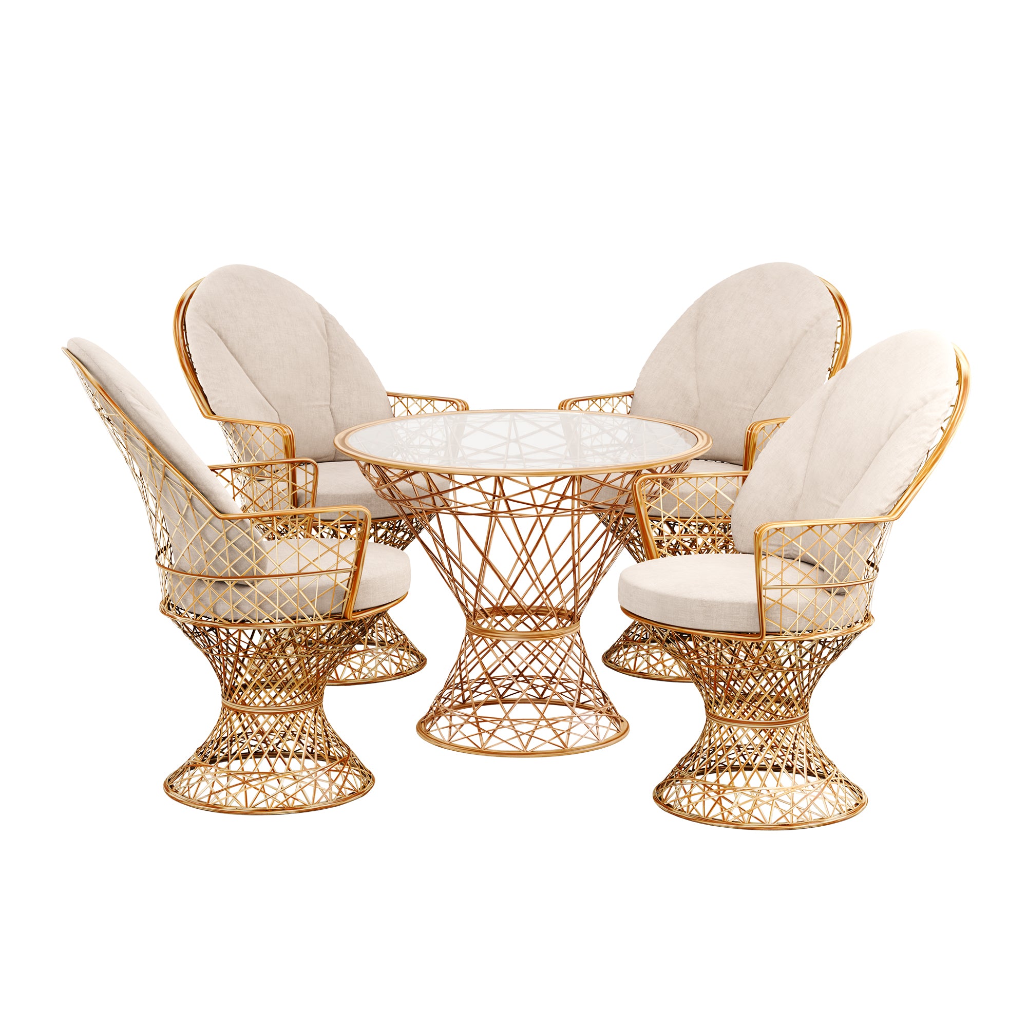 Saphir Armlehnstuhl, 5-teiliges Set mit Tisch