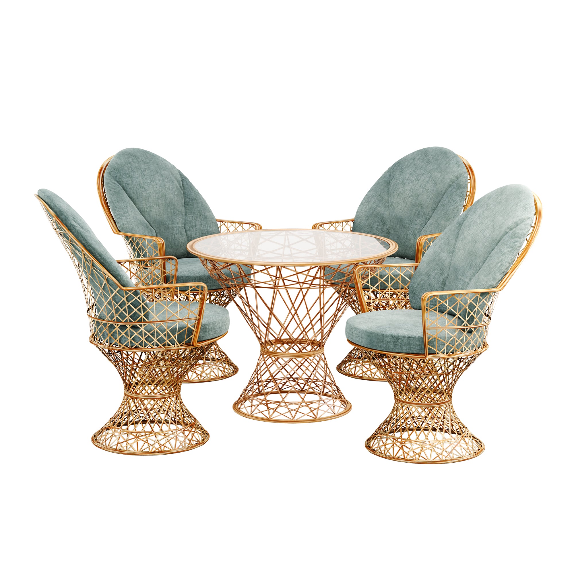Saphir Armlehnstuhl, 5-teiliges Set mit Tisch
