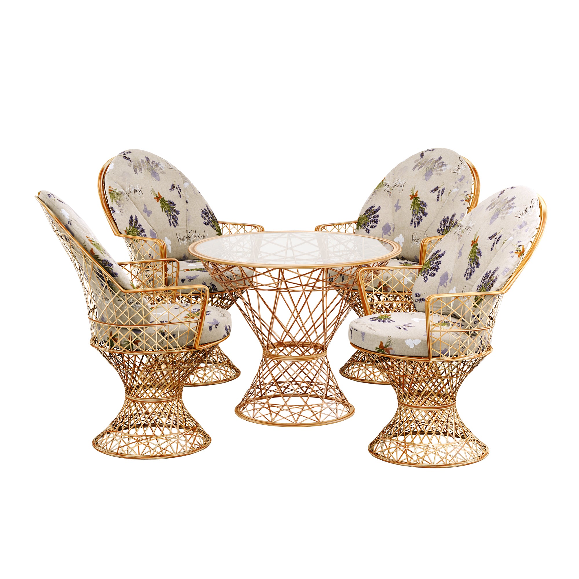 Saphir Armlehnstuhl, 5-teiliges Set mit Tisch