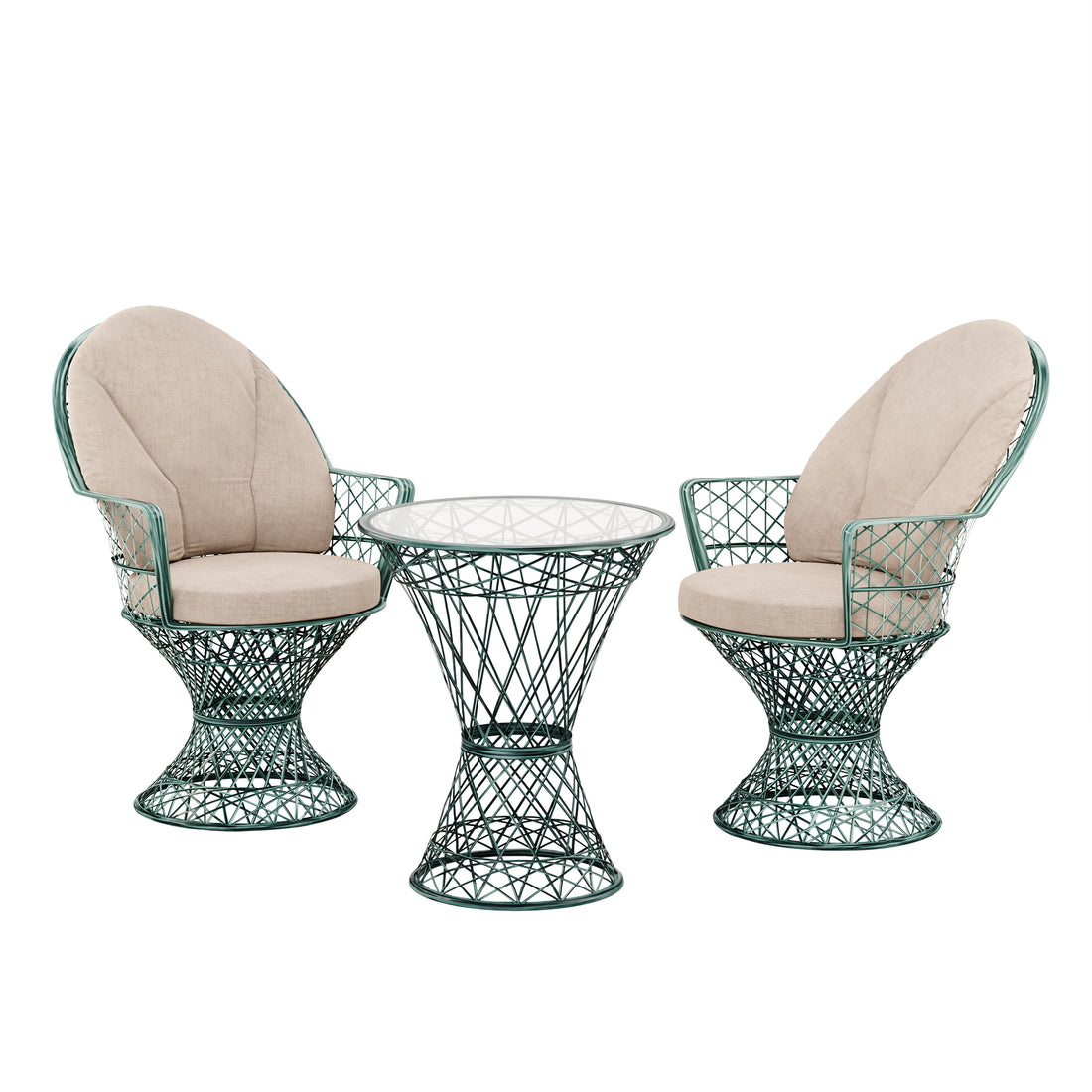 Saphir Armlehnstuhl, 3-teiliges Set mit Tisch