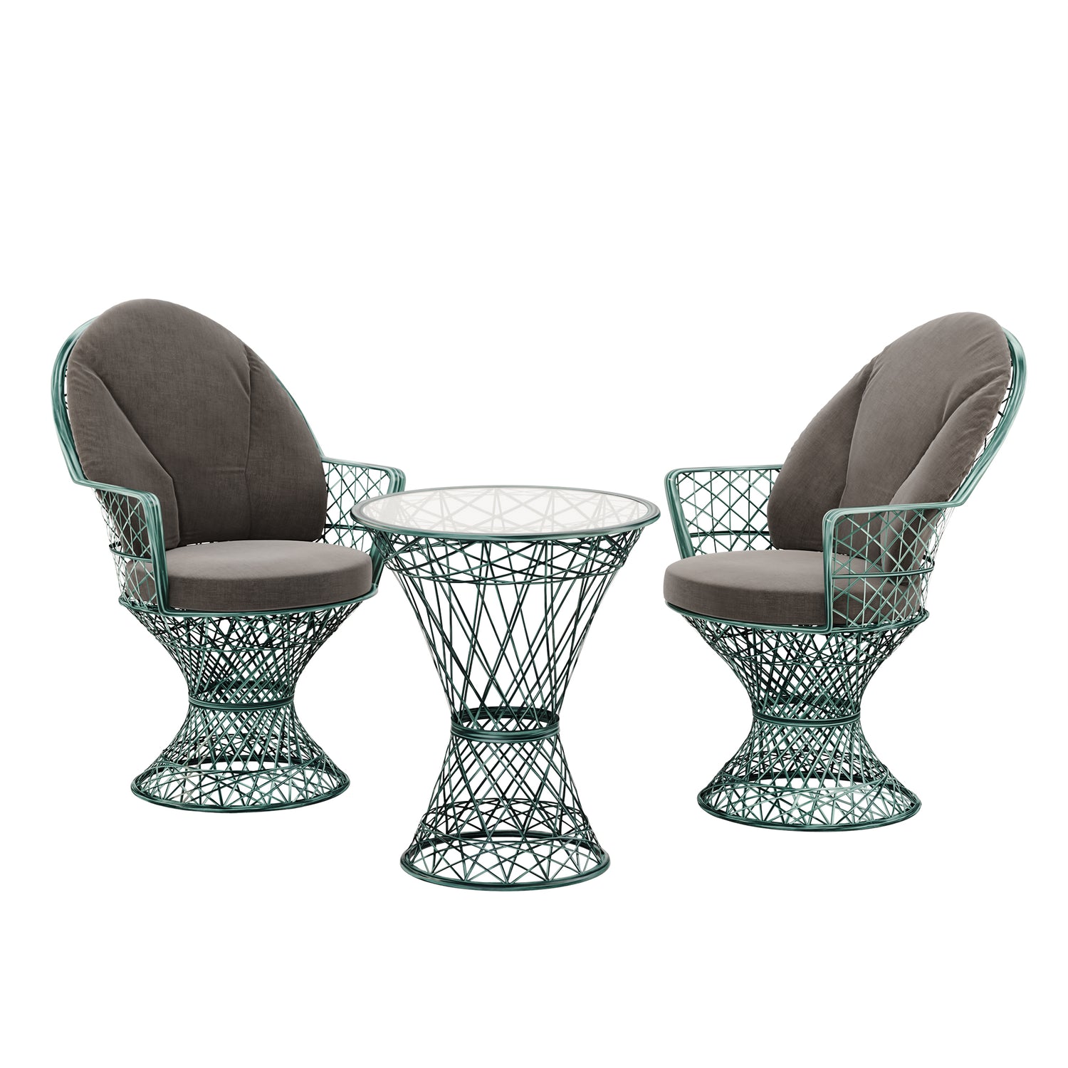 Saphir Armlehnstuhl, 3-teiliges Set mit Tisch