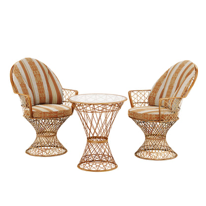 Saphir Armlehnstuhl, 3-teiliges Set mit Tisch