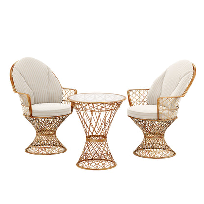 Saphir Armlehnstuhl, 3-teiliges Set mit Tisch