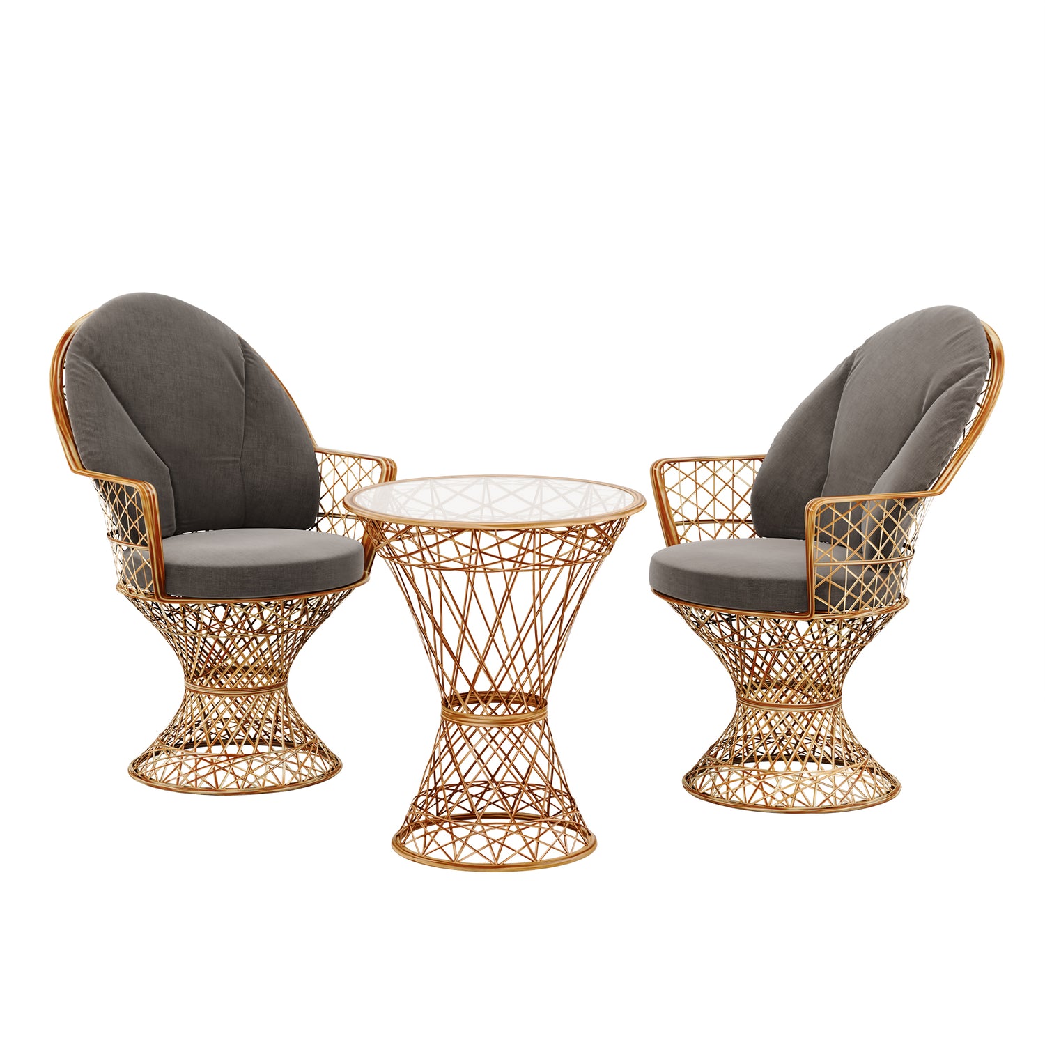 Saphir Armlehnstuhl, 3-teiliges Set mit Tisch