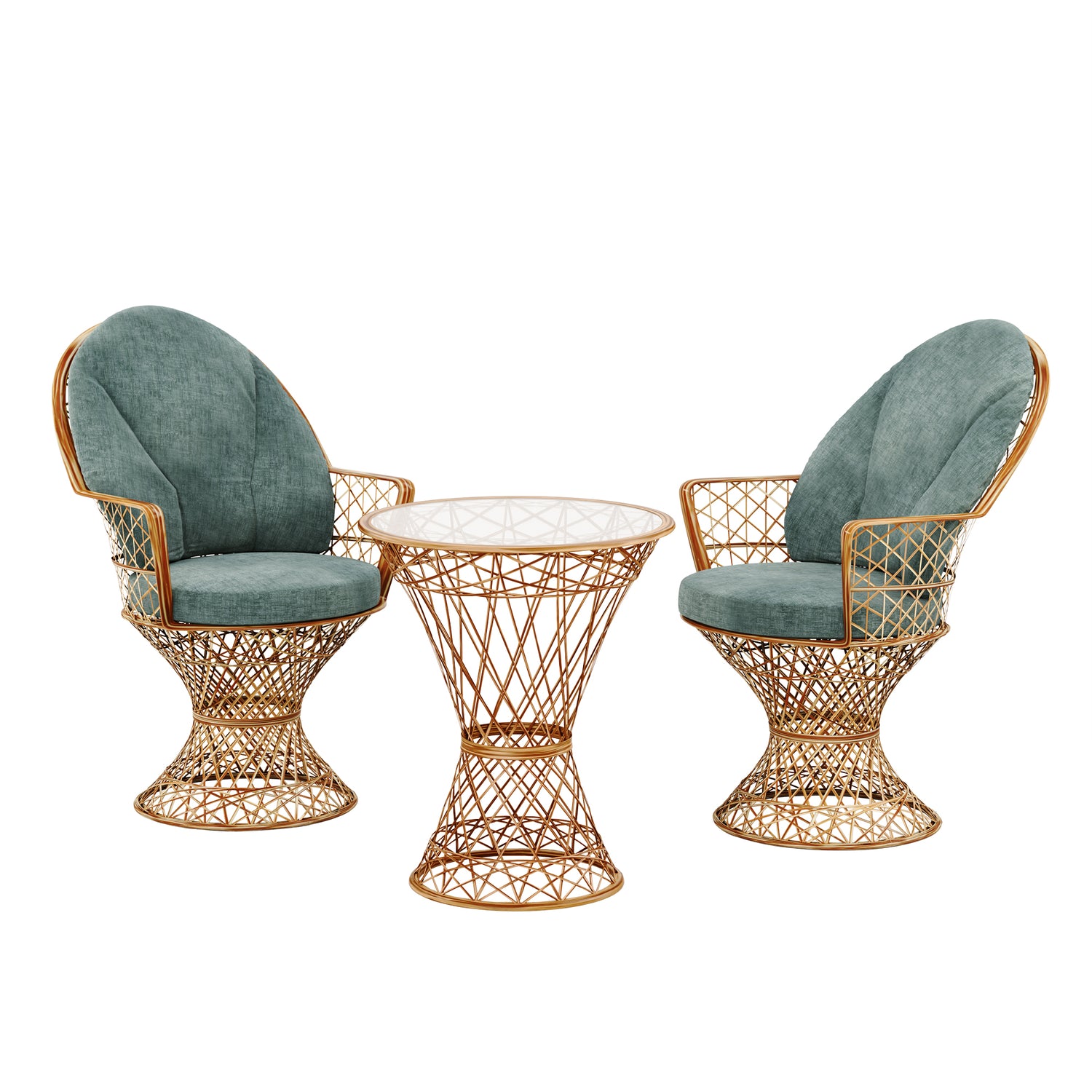 Saphir Armlehnstuhl, 3-teiliges Set mit Tisch