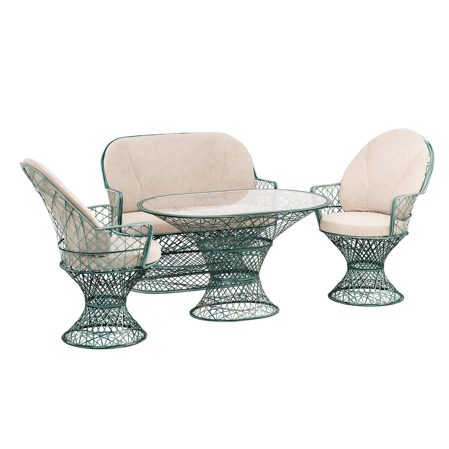 Saphir Armlehnstuhl, 4-teiliges Set mit Gartenbank