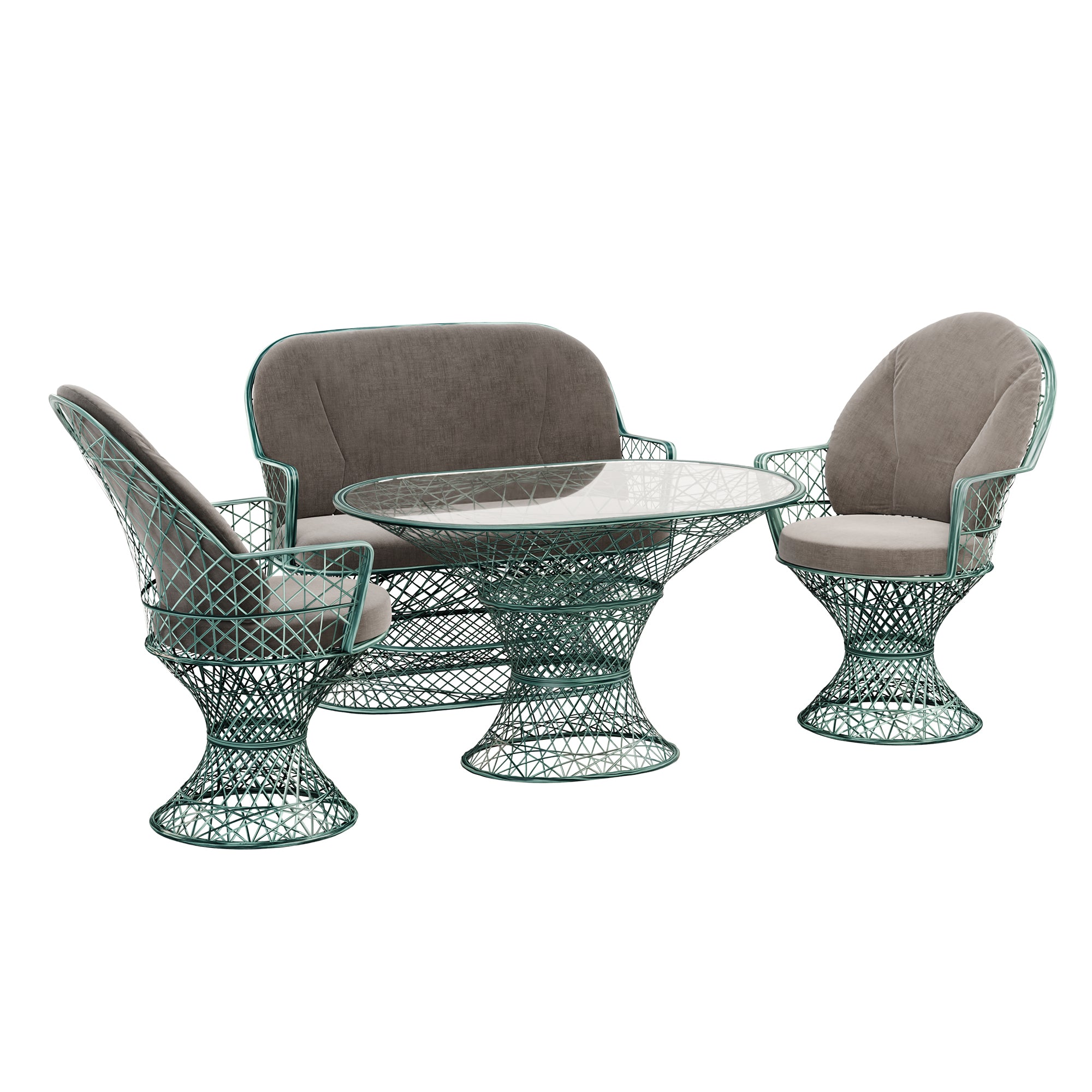 Saphir Armlehnstuhl, 4-teiliges Set mit Gartenbank