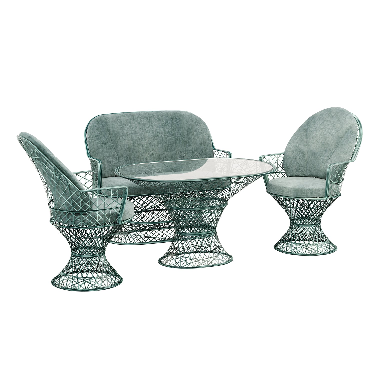 Saphir Armlehnstuhl, 4-teiliges Set mit Gartenbank