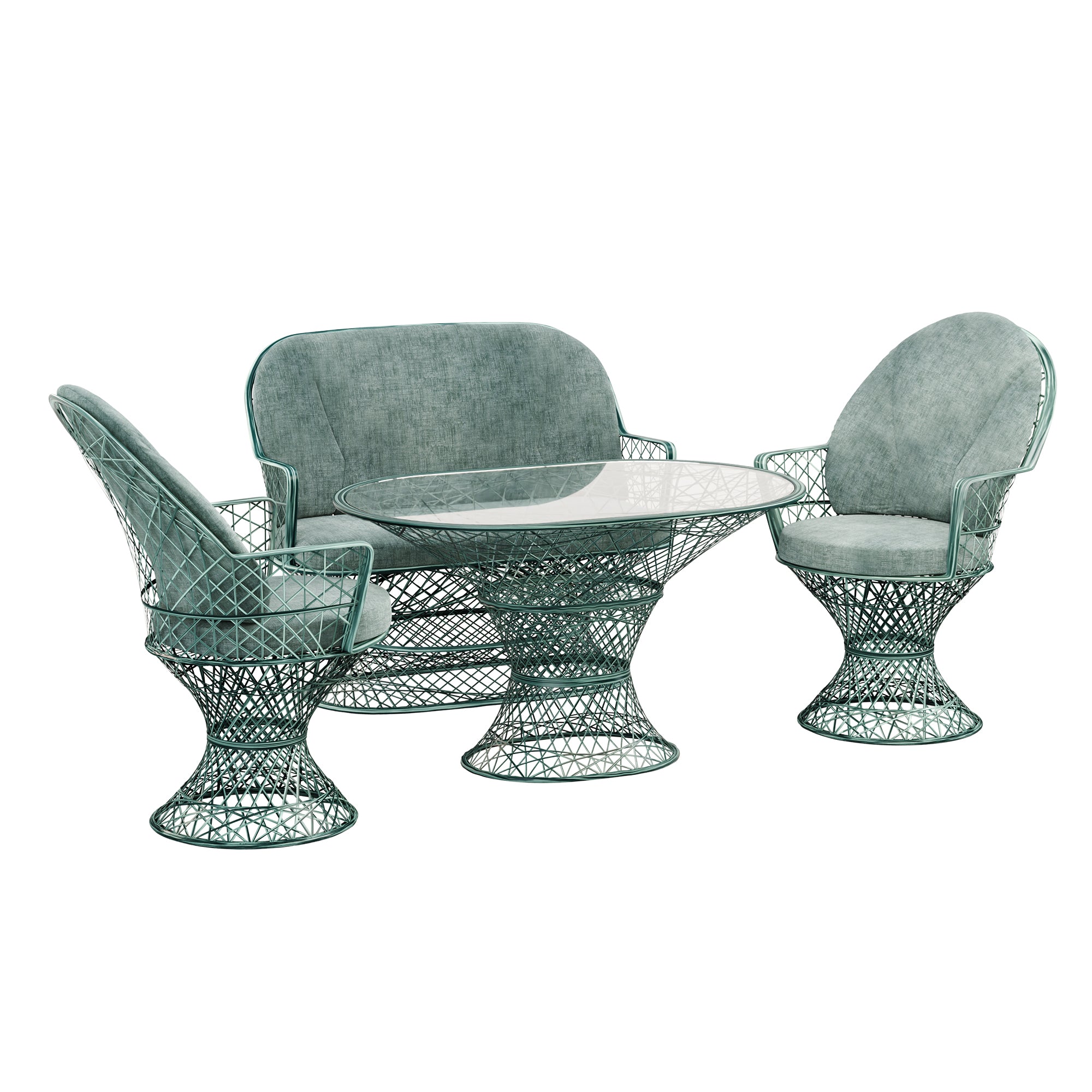 Saphir Armlehnstuhl, 4-teiliges Set mit Gartenbank