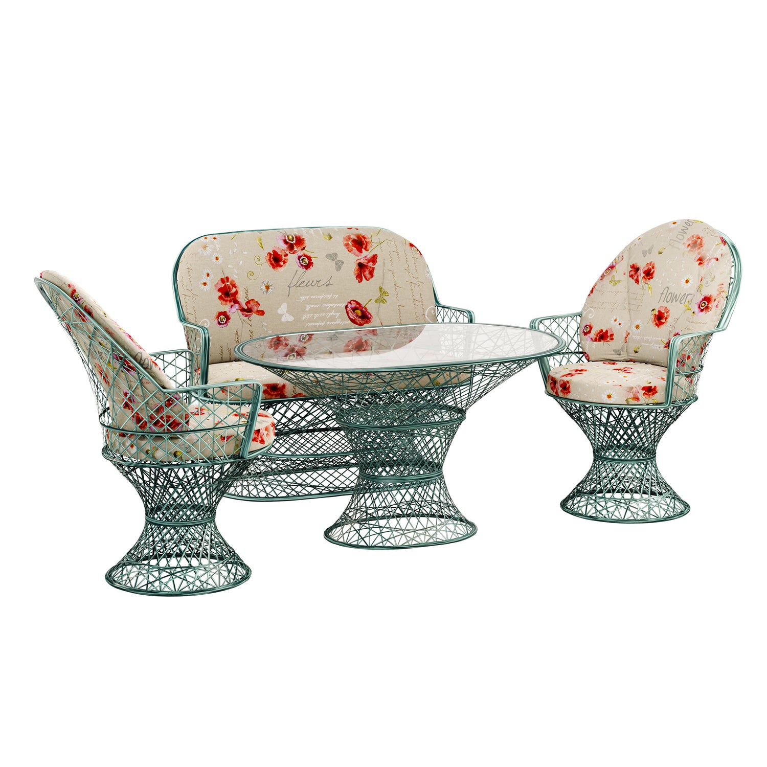 Saphir Armlehnstuhl, 4-teiliges Set mit Gartenbank