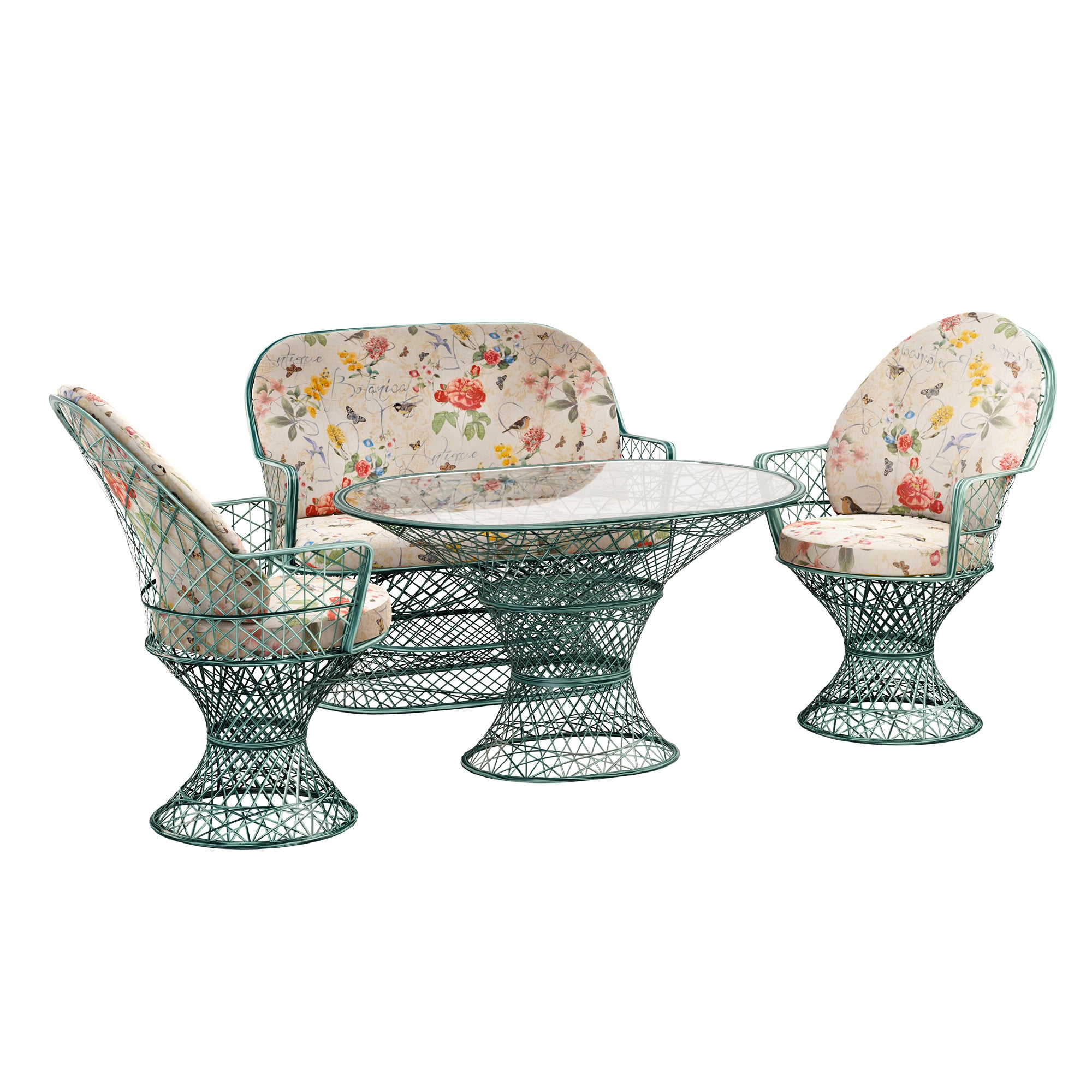 Saphir Armlehnstuhl, 4-teiliges Set mit Gartenbank