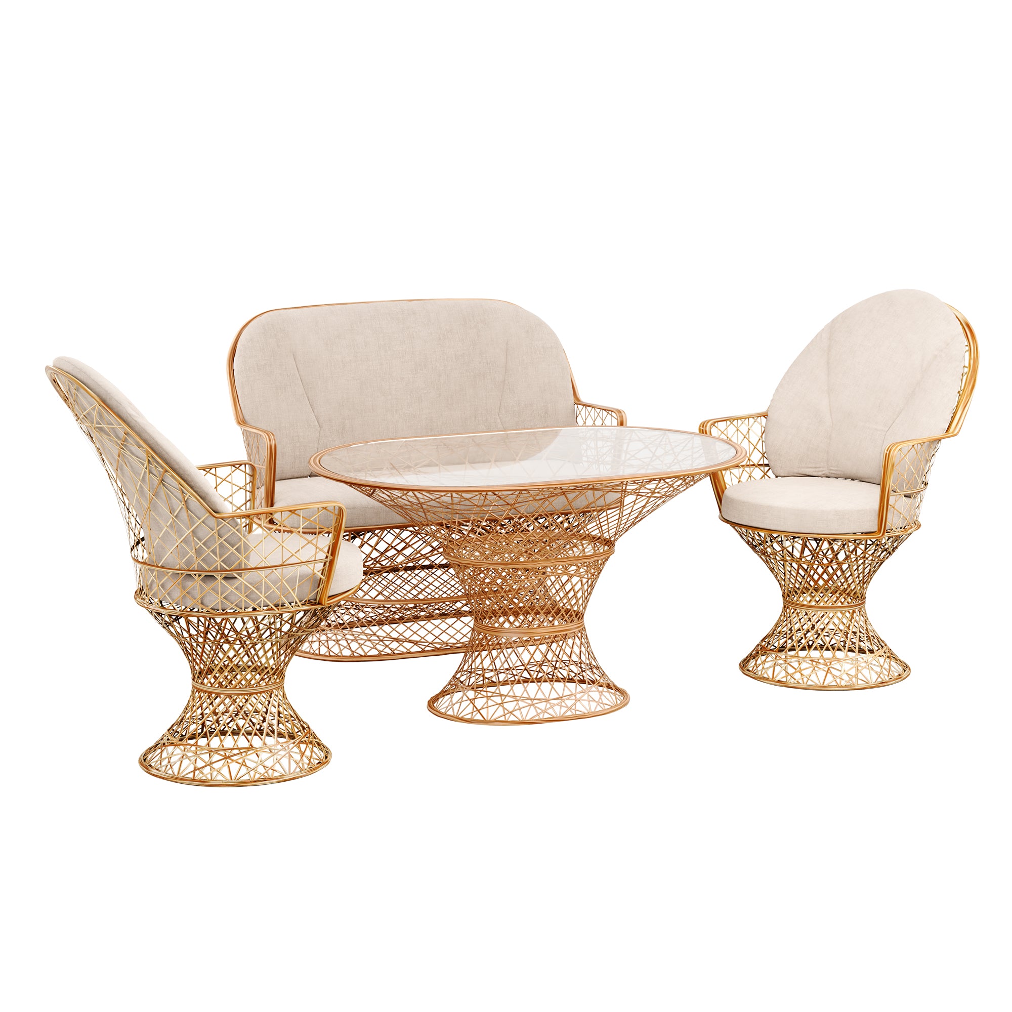 Saphir Armlehnstuhl, 4-teiliges Set mit Gartenbank