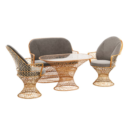 Saphir Armlehnstuhl, 4-teiliges Set mit Gartenbank