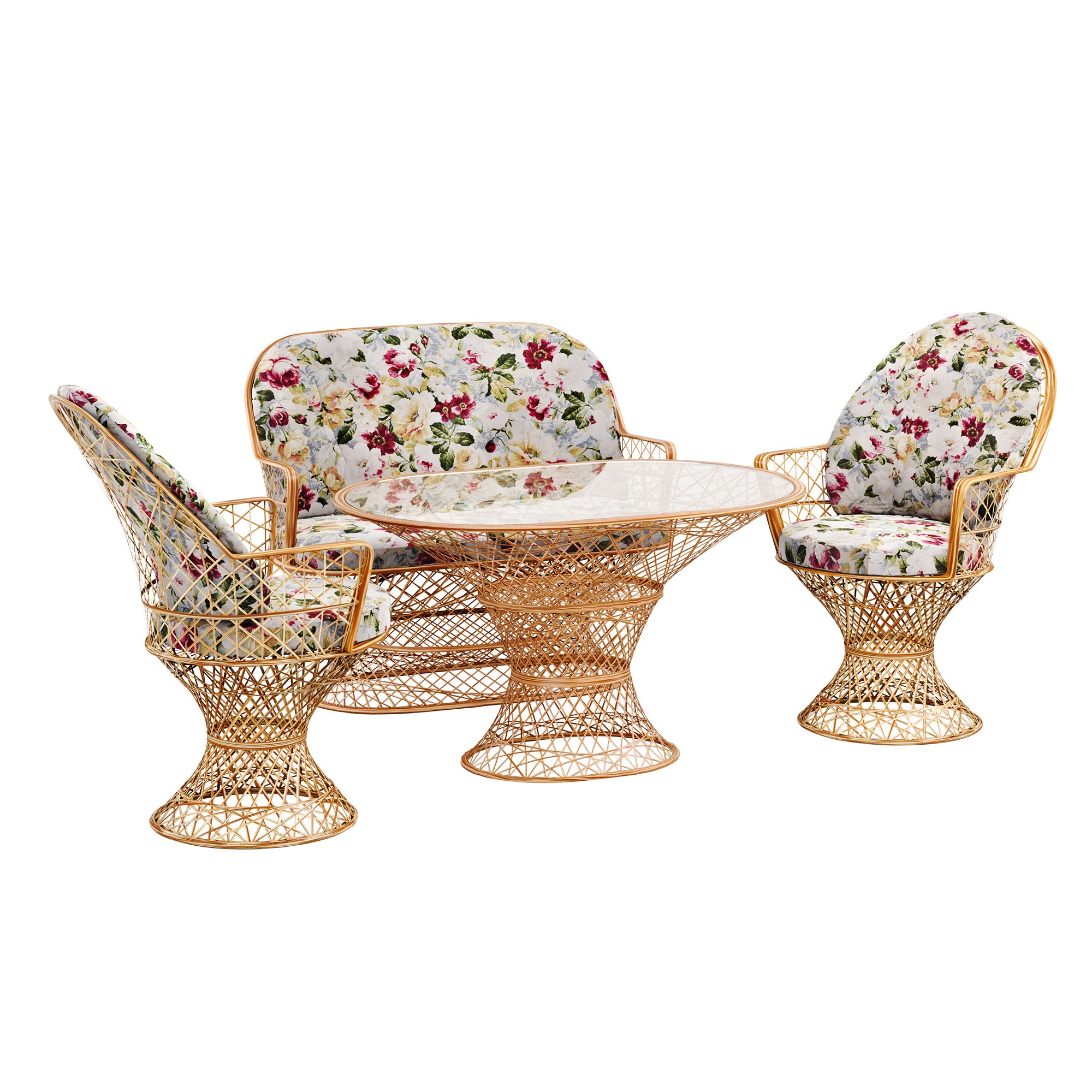 Saphir Armlehnstuhl, 4-teiliges Set mit Gartenbank