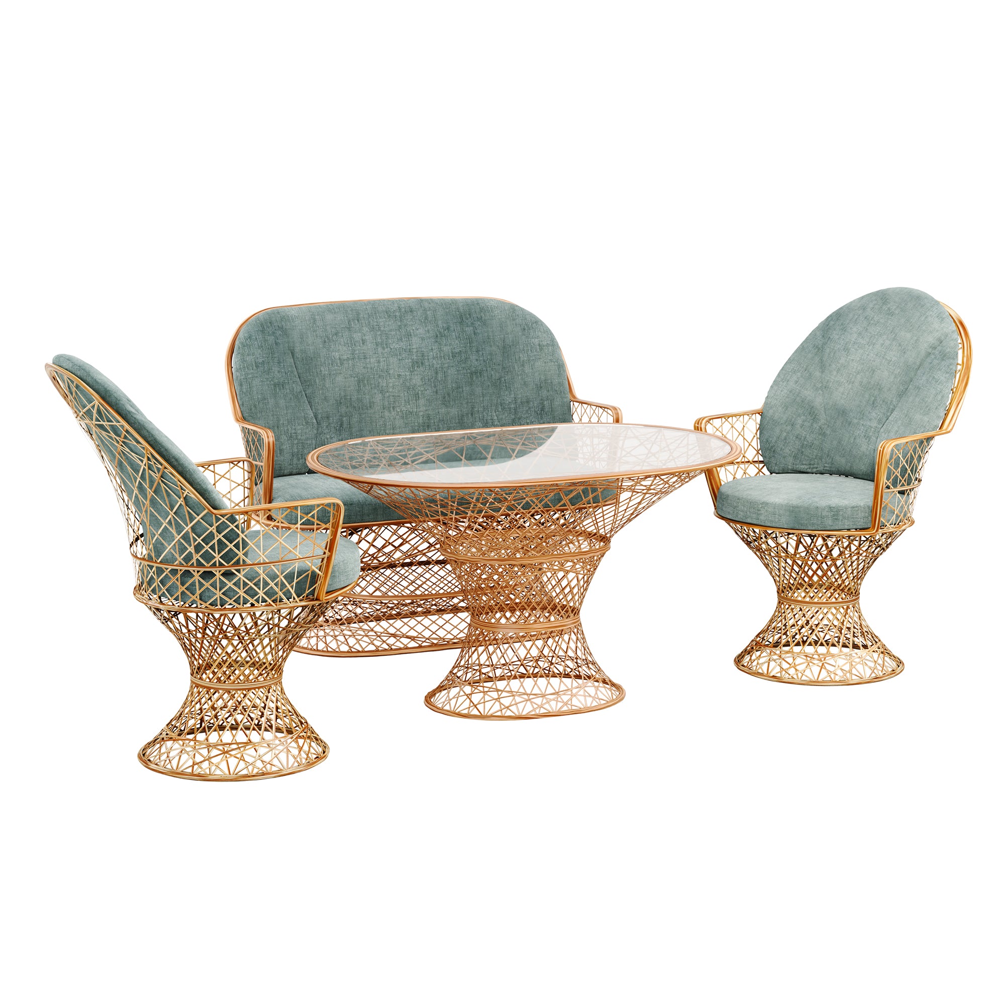 Saphir Armlehnstuhl, 4-teiliges Set mit Gartenbank