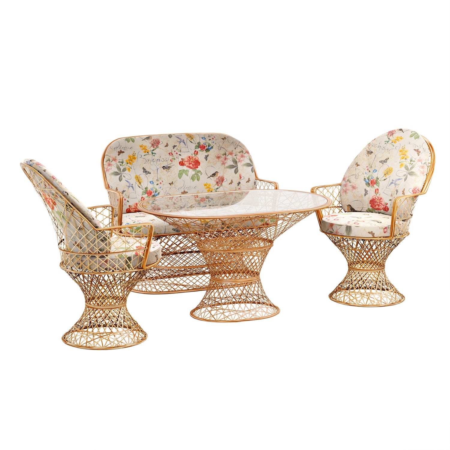Saphir Armlehnstuhl, 4-teiliges Set mit Gartenbank